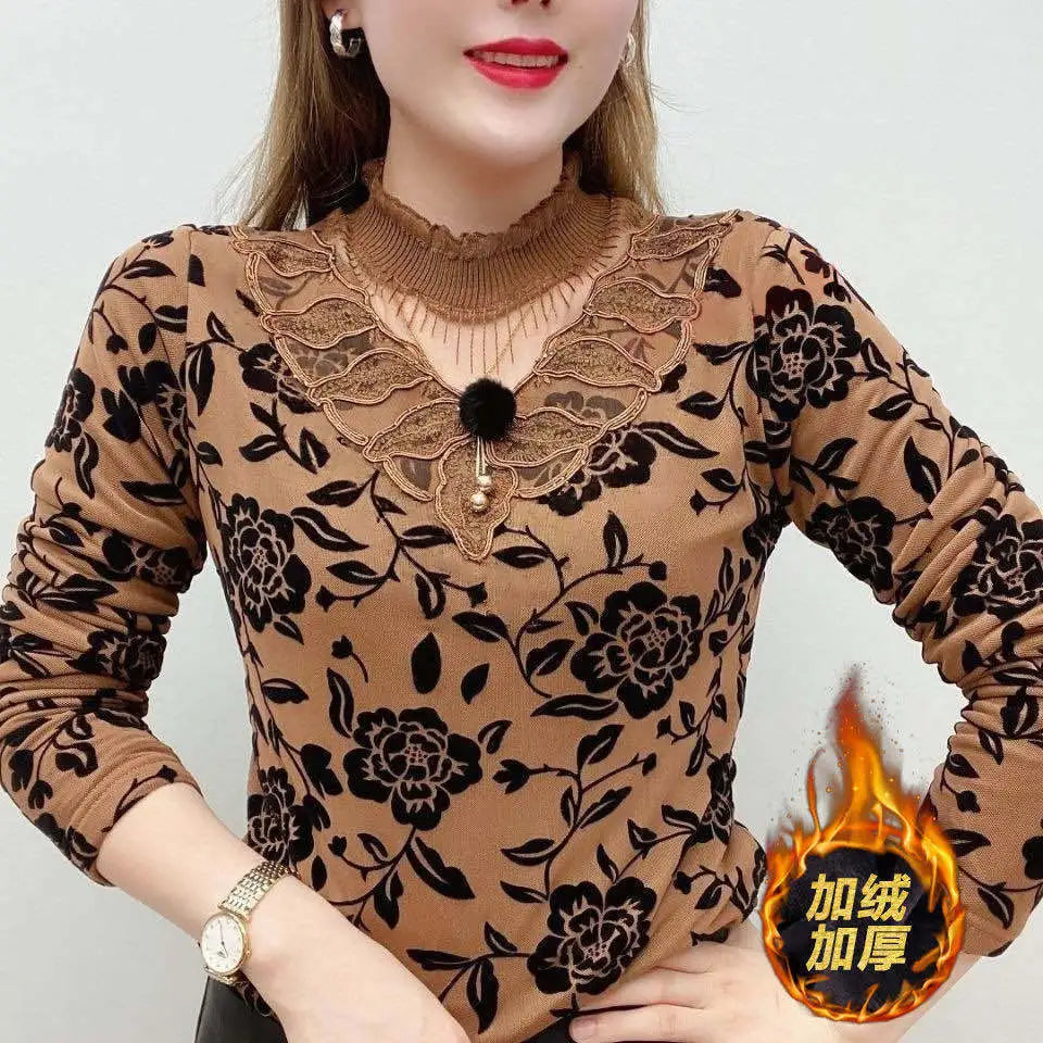 Blouse Women Turtleneck Print Women Fall and Winter Clothes 2020 Long Sleeve Top Blusas Ropa De Mujer